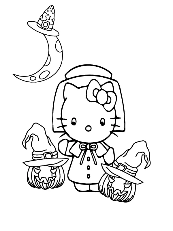 Desenhos de Halloween Da Hello Kitty Para Colorir 8