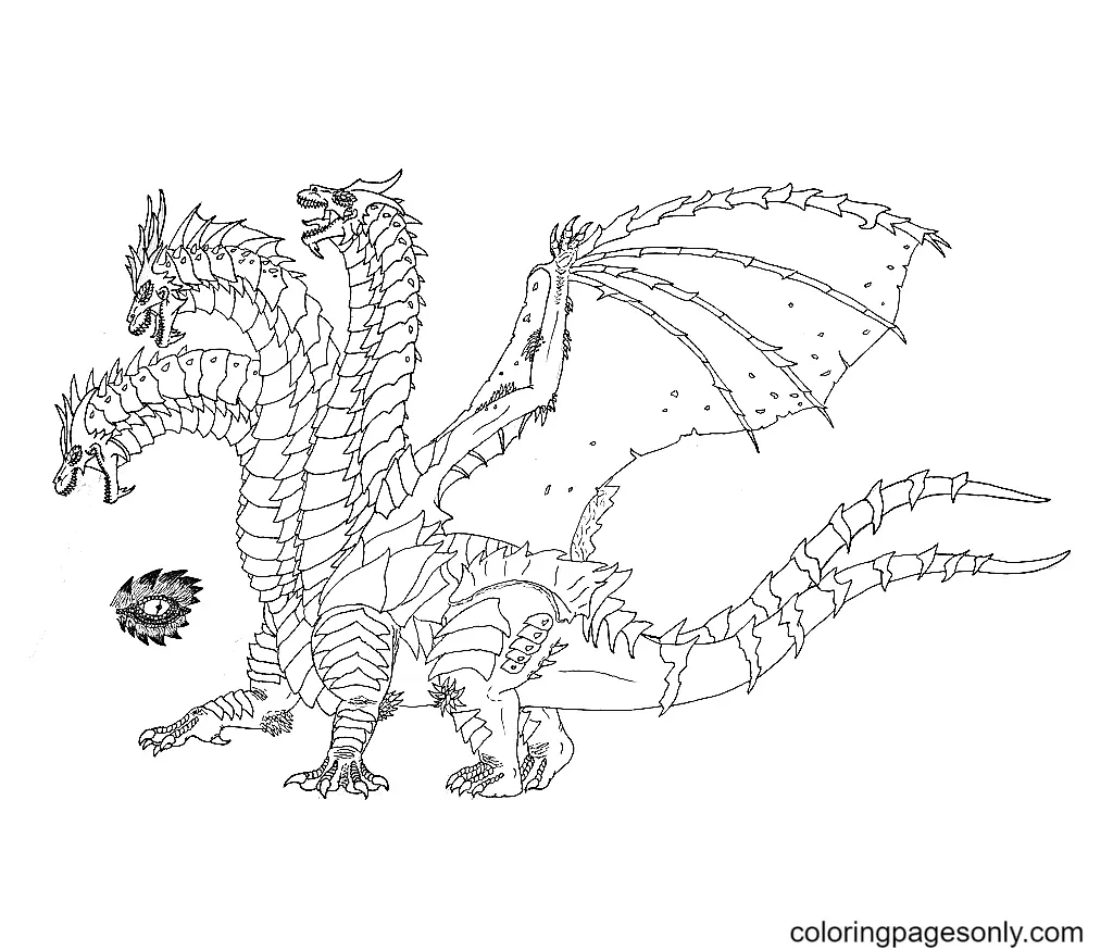 King Ghidorah Coloring Pages 3