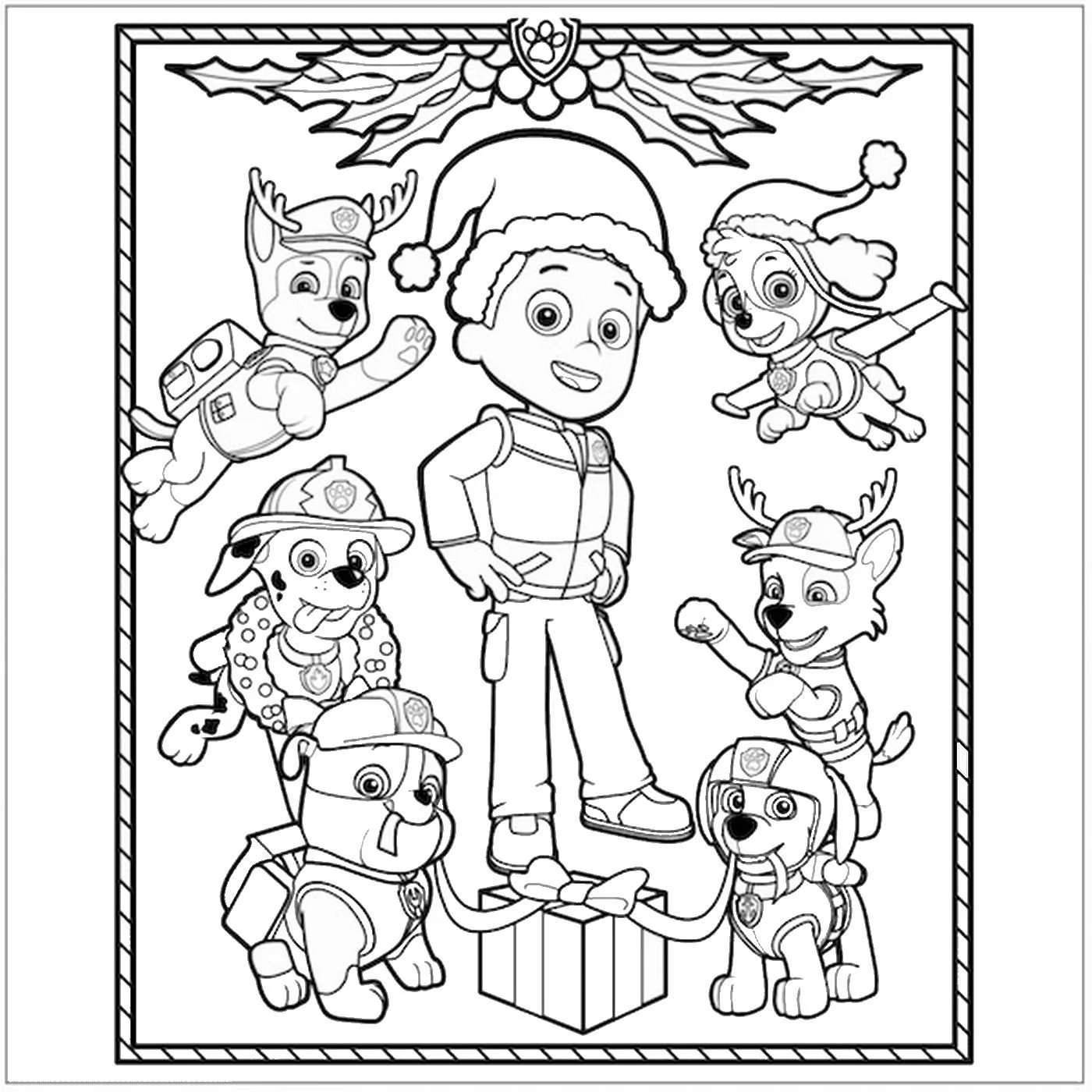 Desenhos de Natal Da Patrulha Canina Para Colorir 1