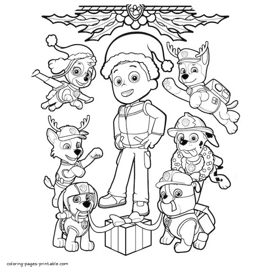 Desenhos de Natal Da Patrulha Canina Para Colorir 7